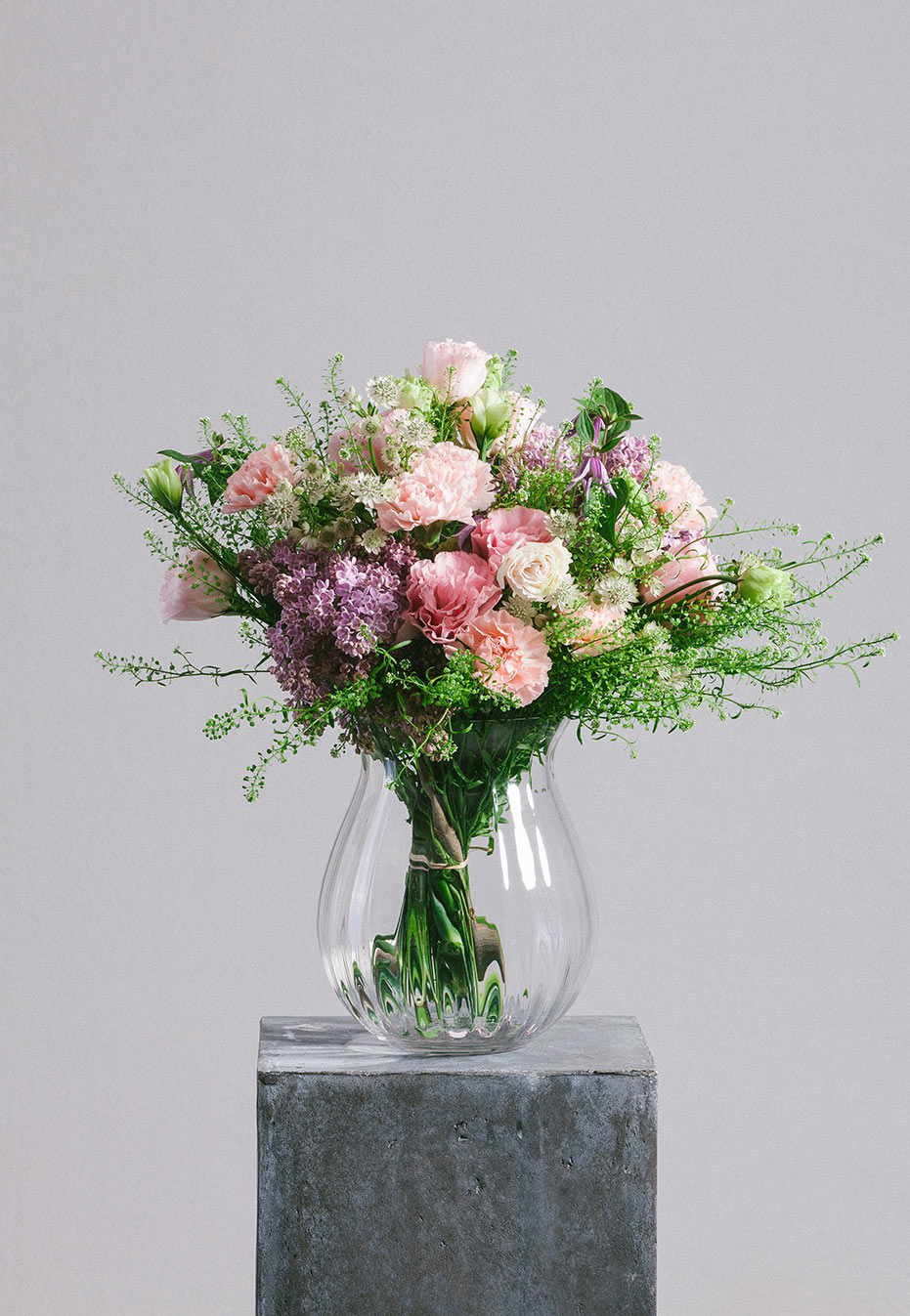 flower bouquet of carnation and clematis by flannel flowers