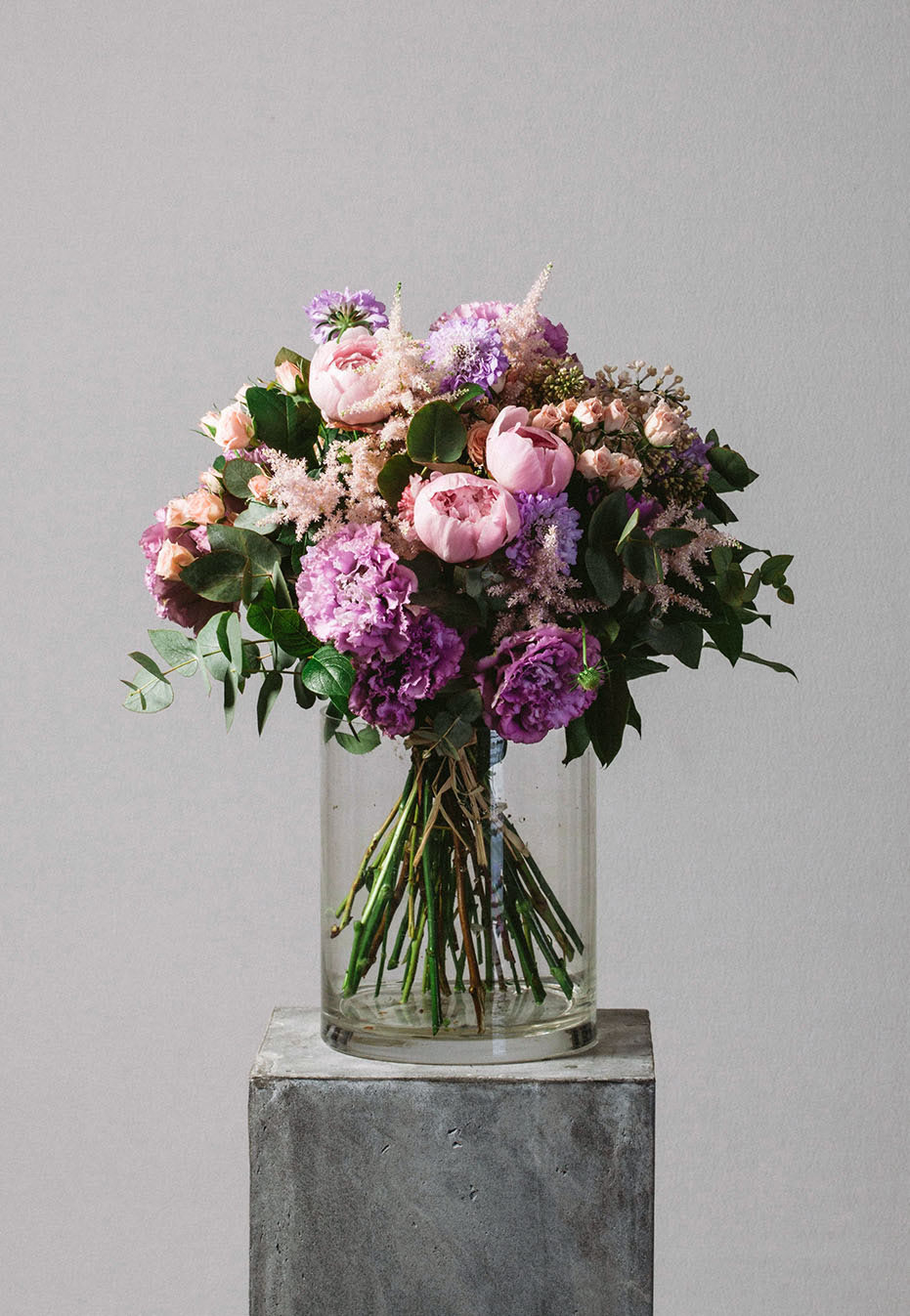 flower bouquet of peony and astilbe by flannel flowers