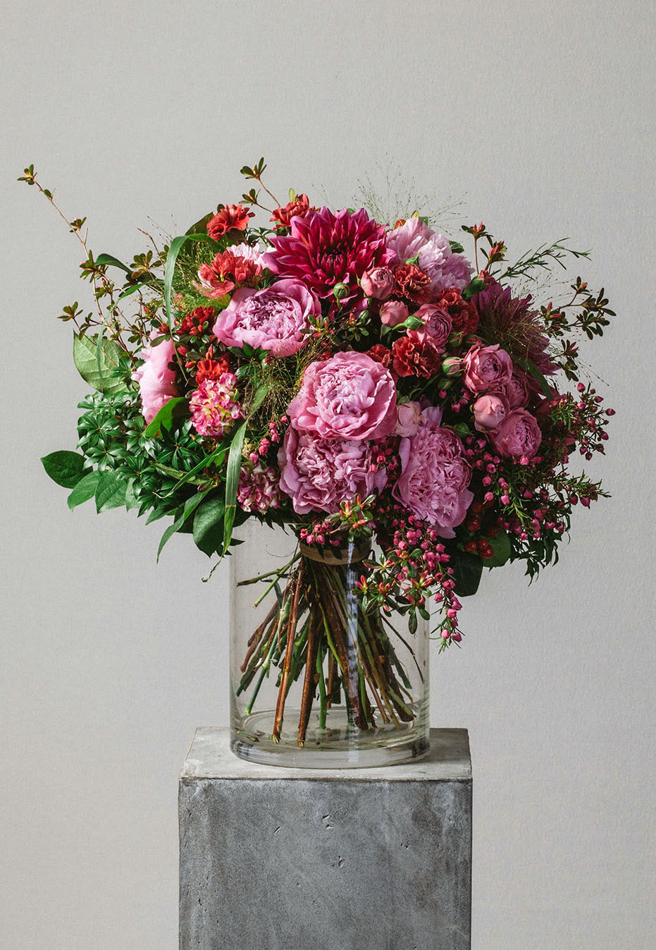 flower bouquet of rhododendron and dahlia by flannel flowers