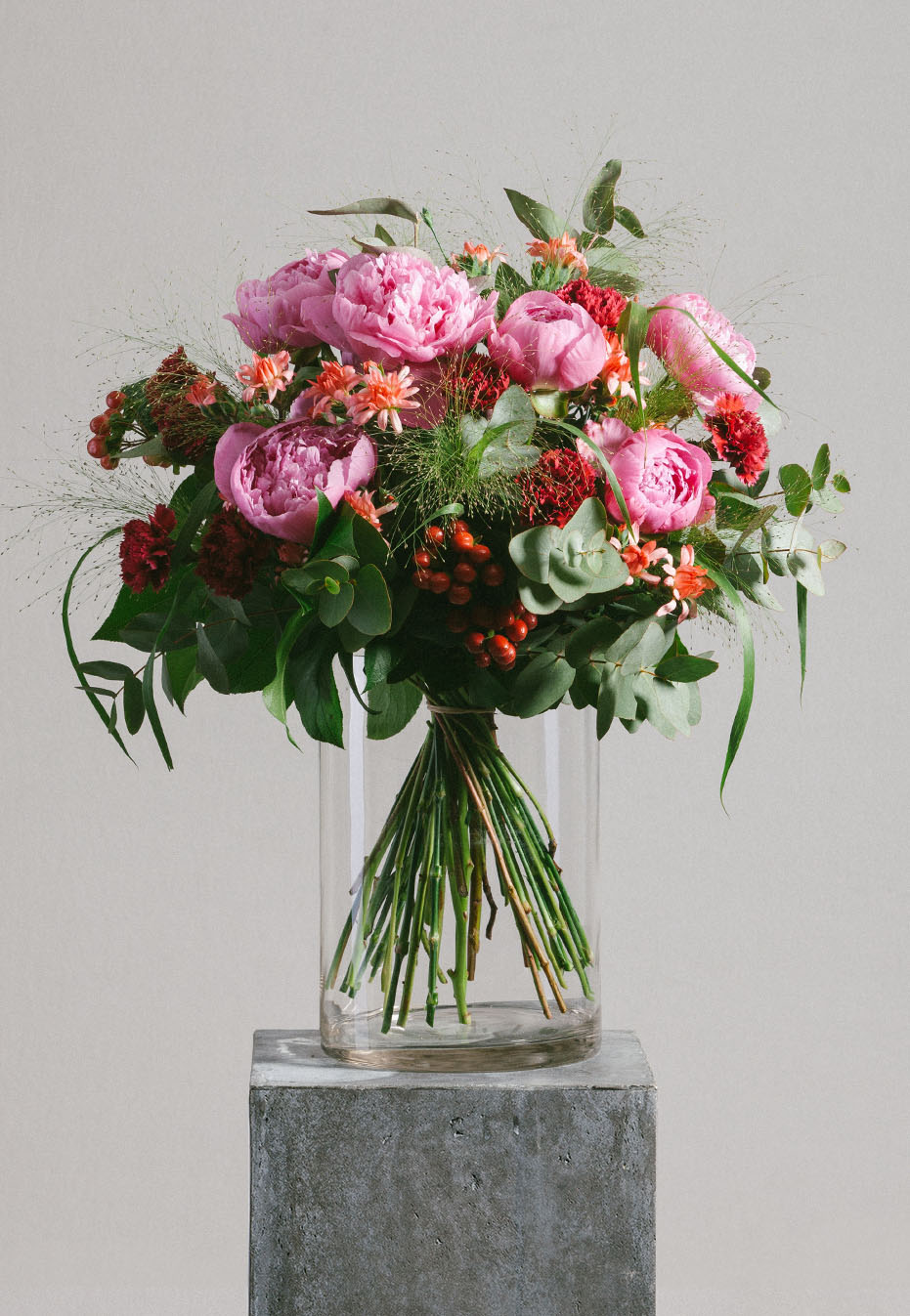 flower bouquet of peony and carnation by flannel flowers