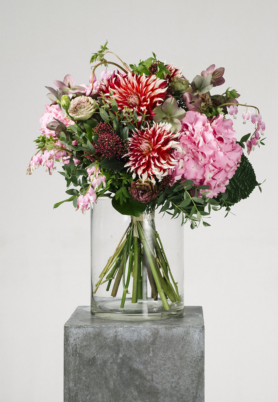 flower bouquet of dahlia and hydrangea by flannel flowers