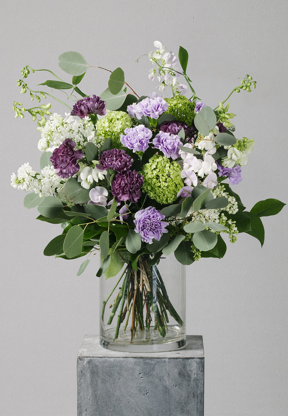 flower bouquet of purple carnation by flannel flowers