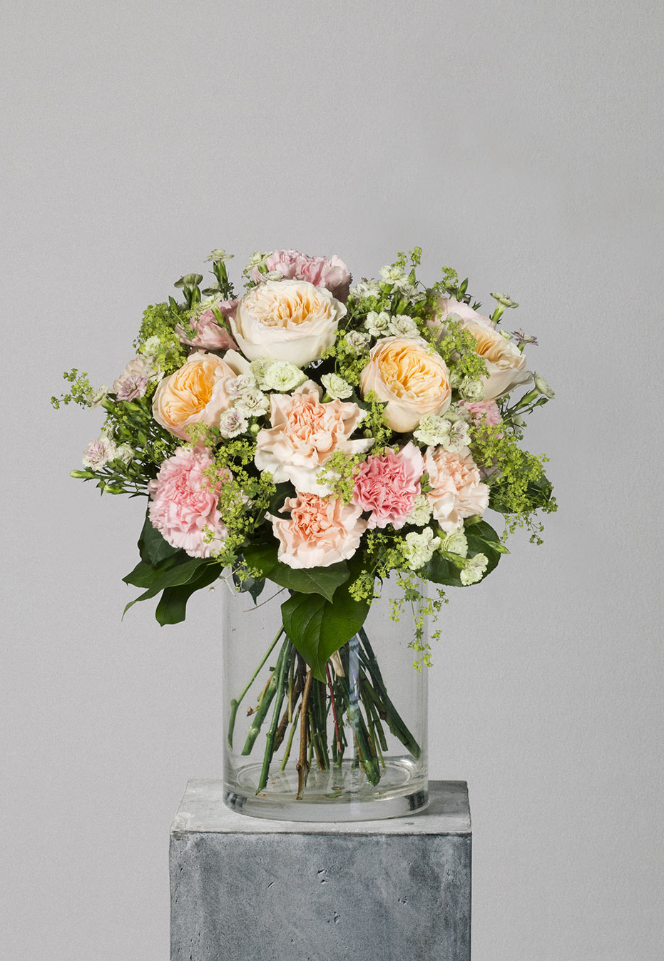 flower bouquet of garden rose and carnation by flannel flowers