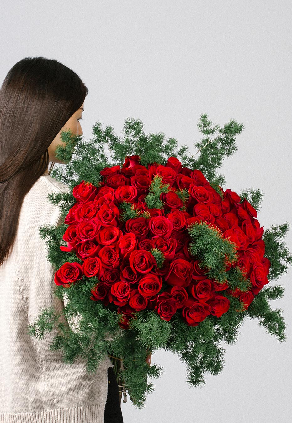 flower bouquet of 99 red roses by flannel flowers