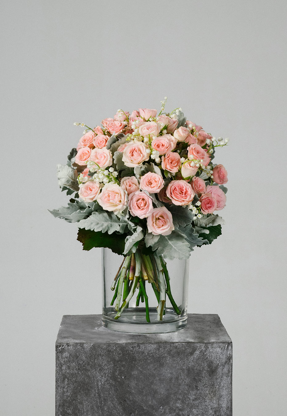 flower bouquet of rose and lily of the valley by flannel flowers