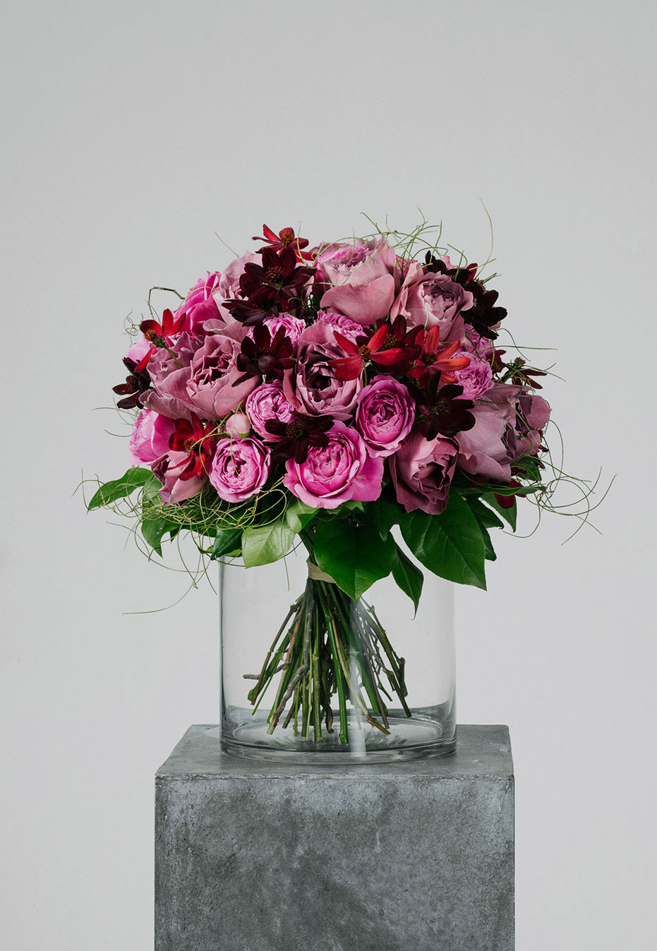 flower bouquet of rose and cosmo by flannel flowers