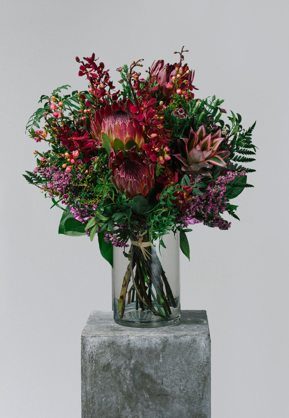 flower bouquet of protea and carnation by flannel flowers 