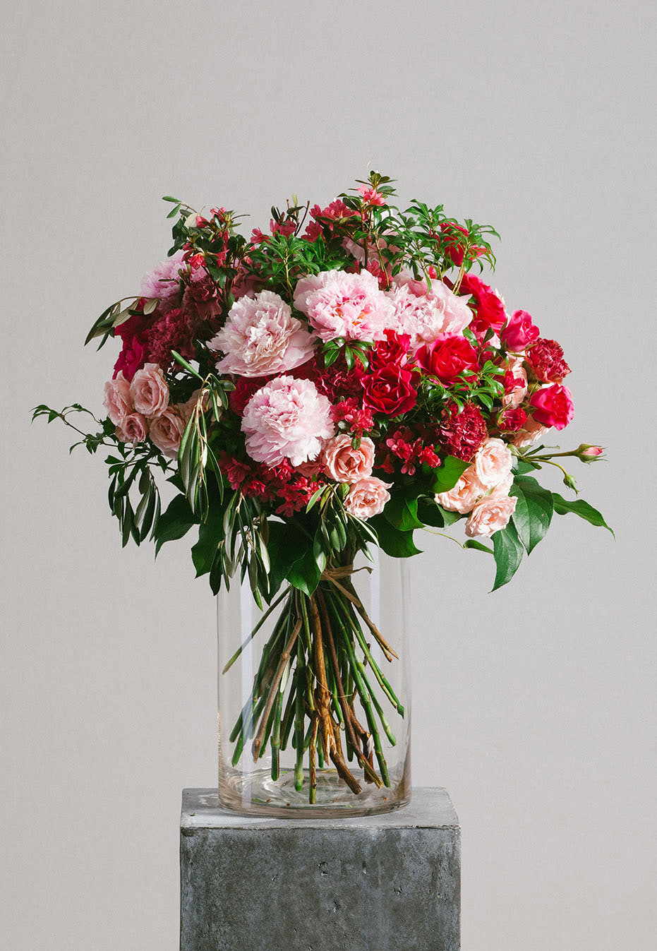 flower bouquet of peony and rhododendron by flannel flowers