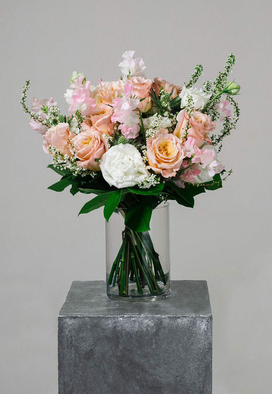  flower bouquet of rose and eustoma by flannel flowers 
