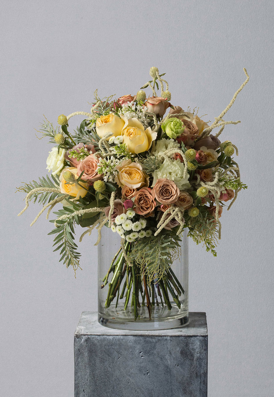  flower bouquet of garden roses by flannel flowers