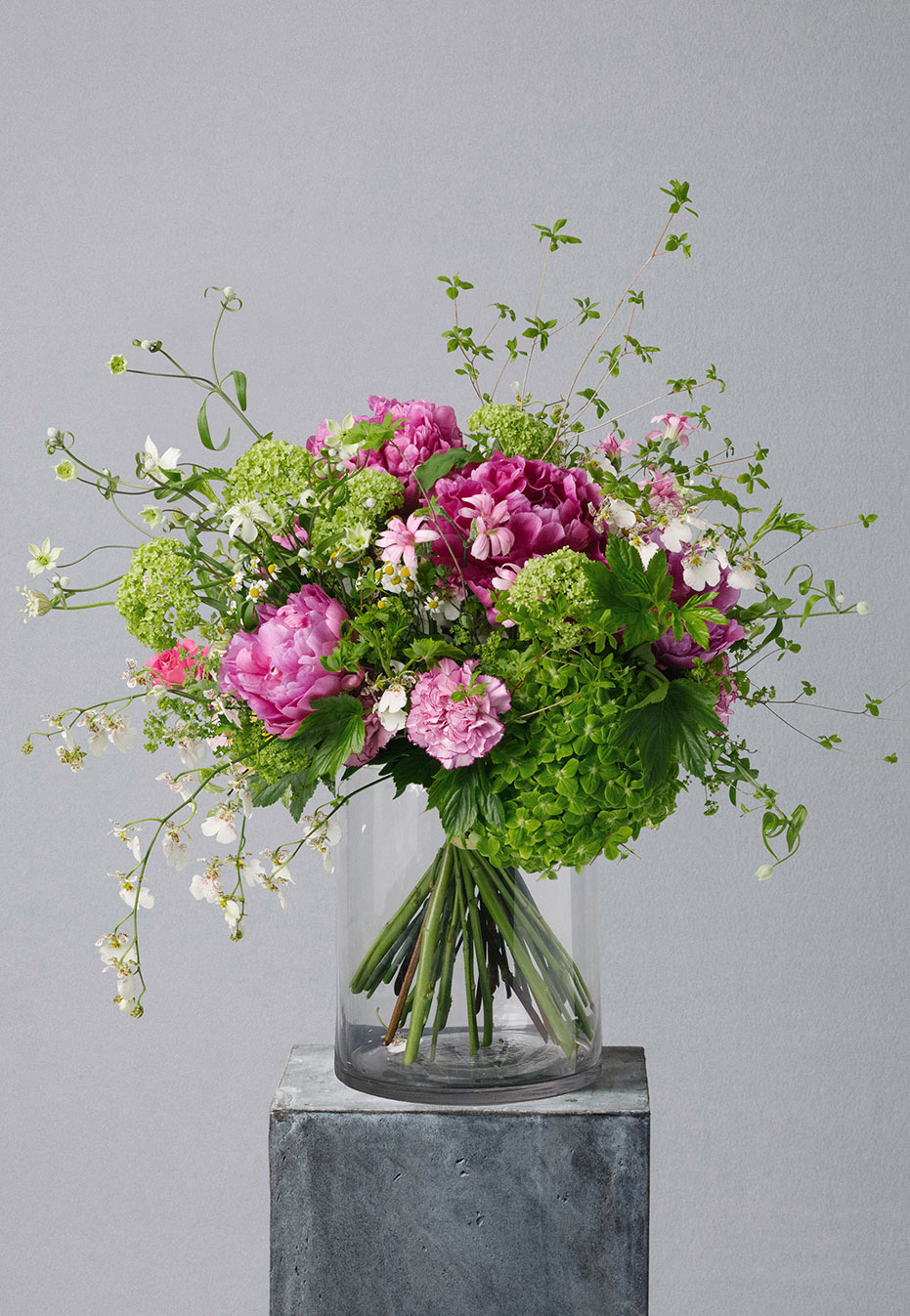  flower bouquet of peony and clematis by flannel flowers