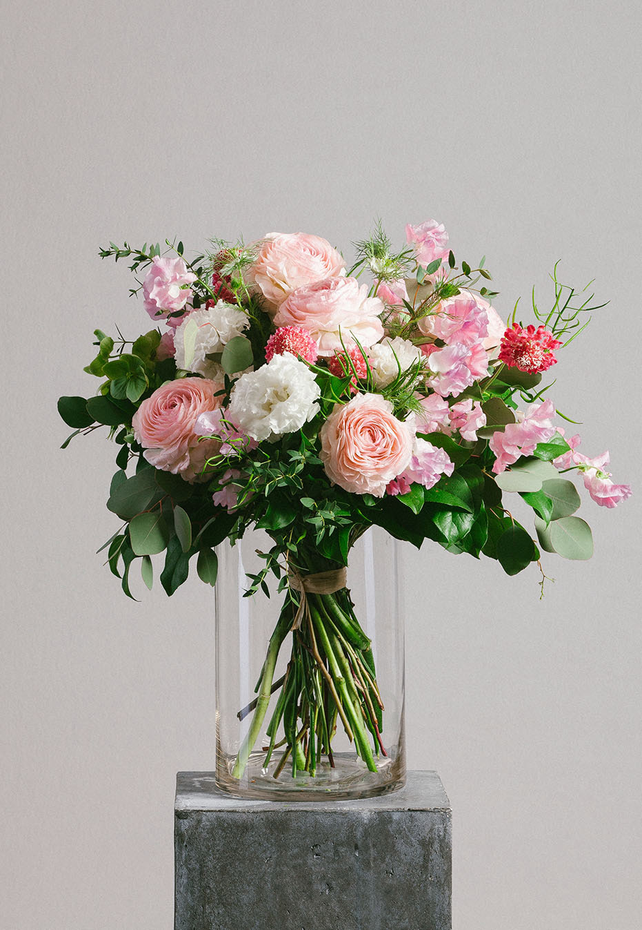 flower bouquet of ranunculus and scabiosa by flannel flowers