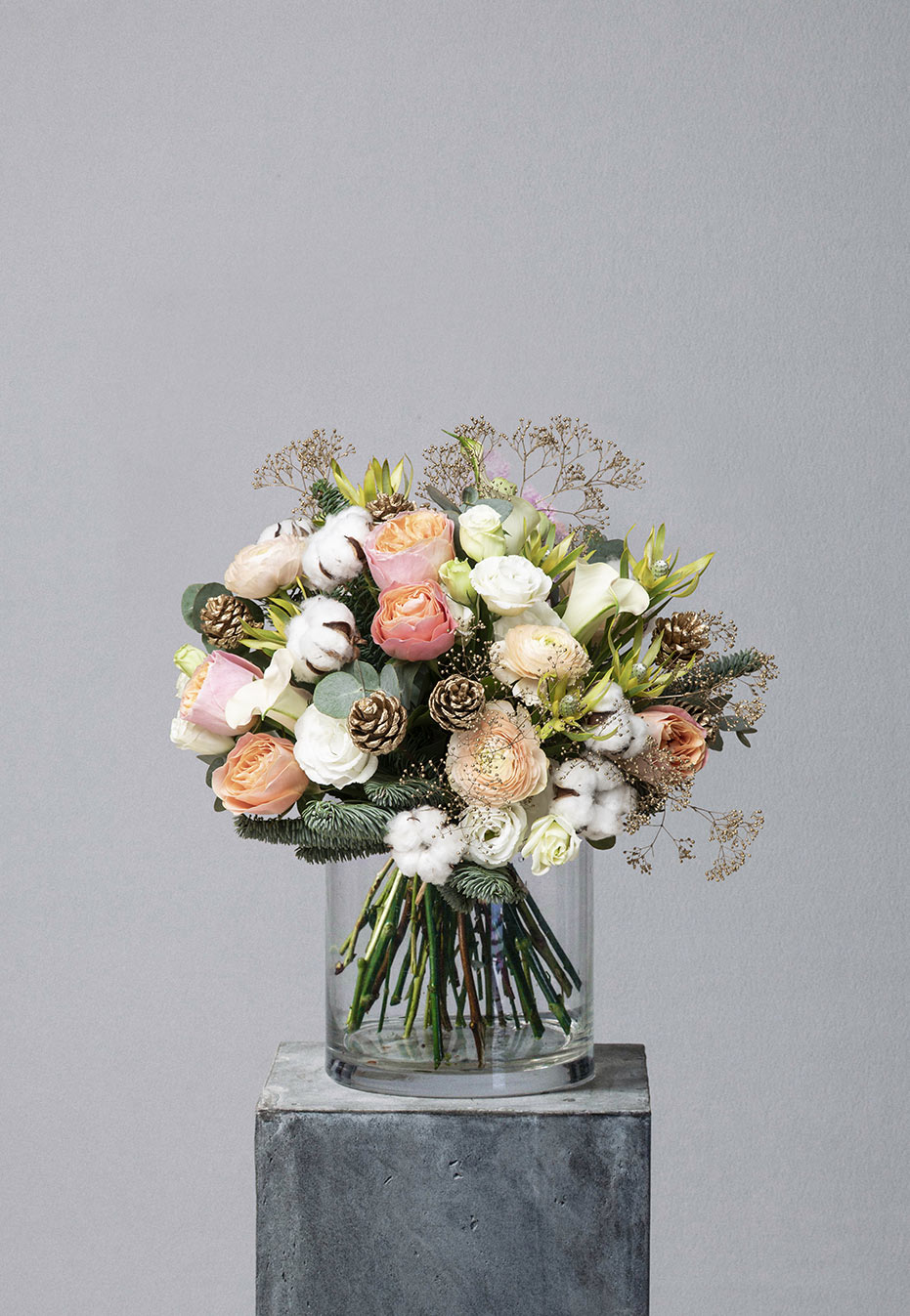 flower bouquet of ranunculus and garden rose by flannel flowers